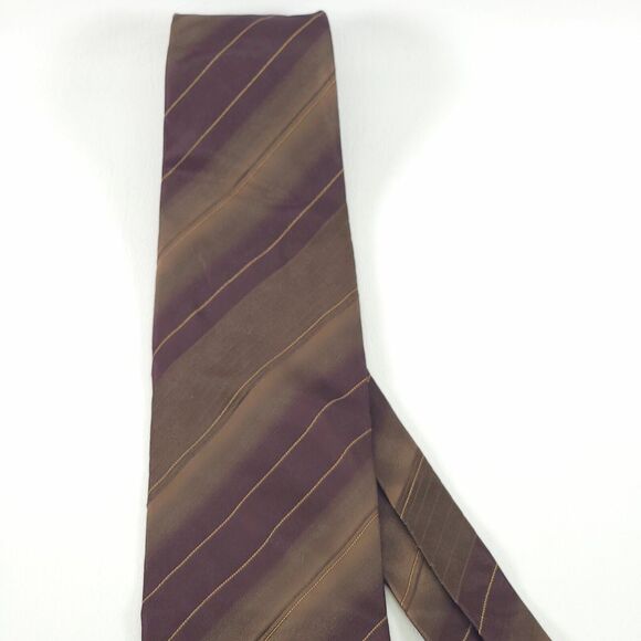 Hugo Boss Silk Tie Mens Brown Striped Necktie 59 In Quiet Luxury Officecore EUC - Picture 3 of 7